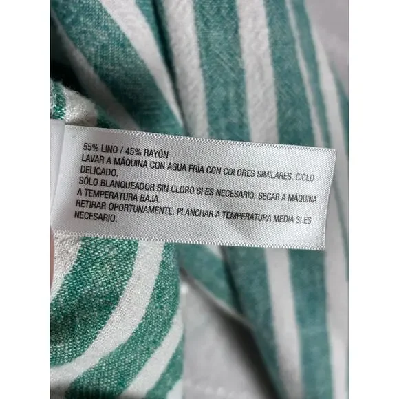 Universal Thread XXL Linen Blend Striped Button Down Shirt Green White Relaxed - Picture 10 of 10